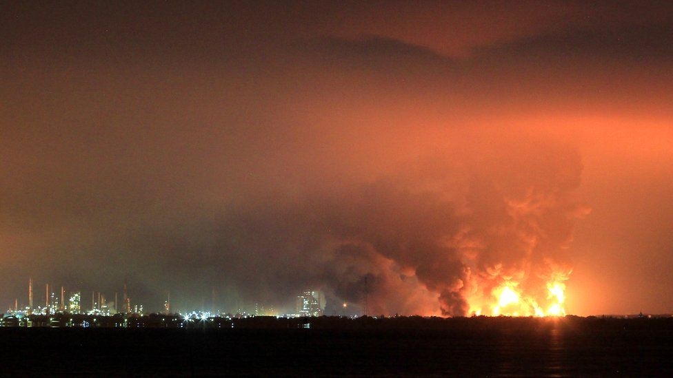 Blaze at refinery in Java Province Indonesia, three missing and 19 wounded